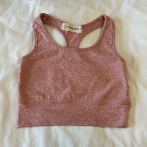 Ocean Drive Athletic Racerback Crop Top Heathered Rose Pink Size S